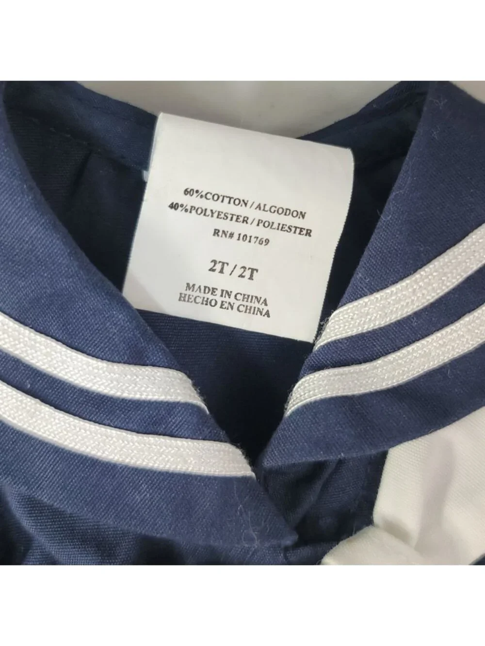 Toddler Baby Girls Sailor Dress Blue White 2T Bow Buttons Sleeveless Stripe